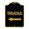 Signmission Trucks Sign Trucks W/ Left Arrow, Black & Gold Aluminum Architectural Sign, 18" x 24", BG-1824-22781 A-DES-BG-1824-22781 - alternate 1